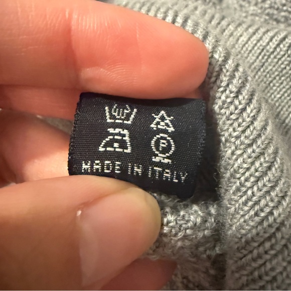 Allen Edmonds Merino Wool 1/4 Zip Sweater Gray XL 2XL Made in Italy Waffle Knit - Picture 6 of 13